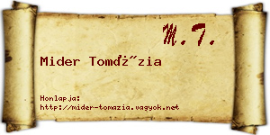 Mider Tomázia névjegykártya